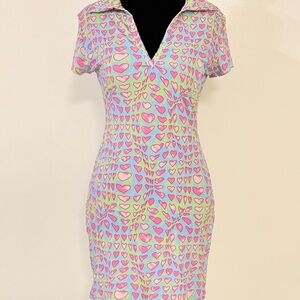 Colorful Heart Pattern Mini Dress